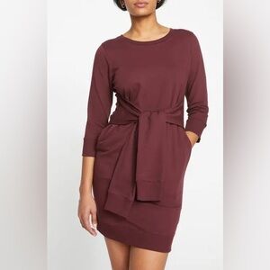 Universal Standard Misa Tie Front Dress In Black Cherry-NWT